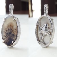 鳥とアゲートのペンダントトップ No.15　セッカ