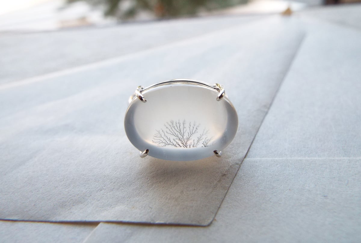 週末セール デンドリティックアゲート シルバーリング サイズ13号 セール デンドリティックアゲート シルバーリング サイズ13号