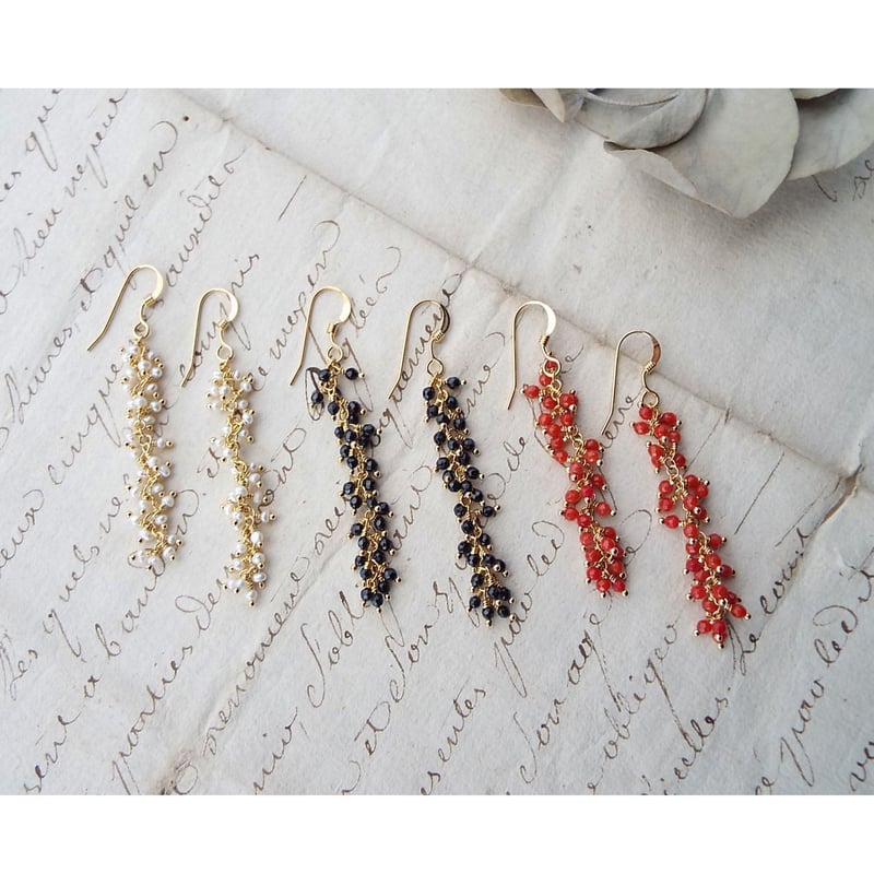 ブラックスピネルのピアス・イヤリング（スパイラル） | Namikata