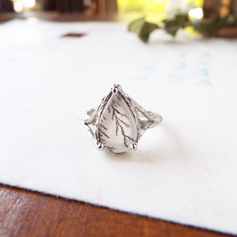 天然石　デンドリックチッククォーツ　ルース　天然石リング デンドリティッククォーツのリング（一枝） | Namikata
