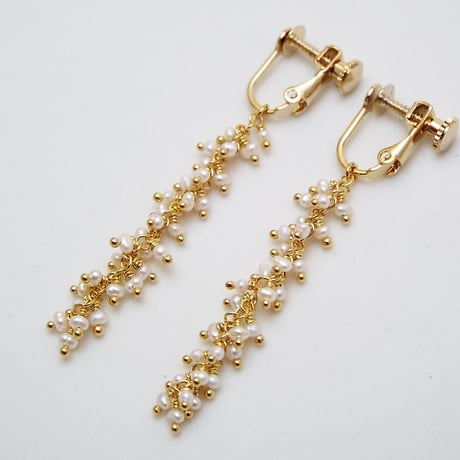 淡水パールピアス・イヤリング（スパイラル）