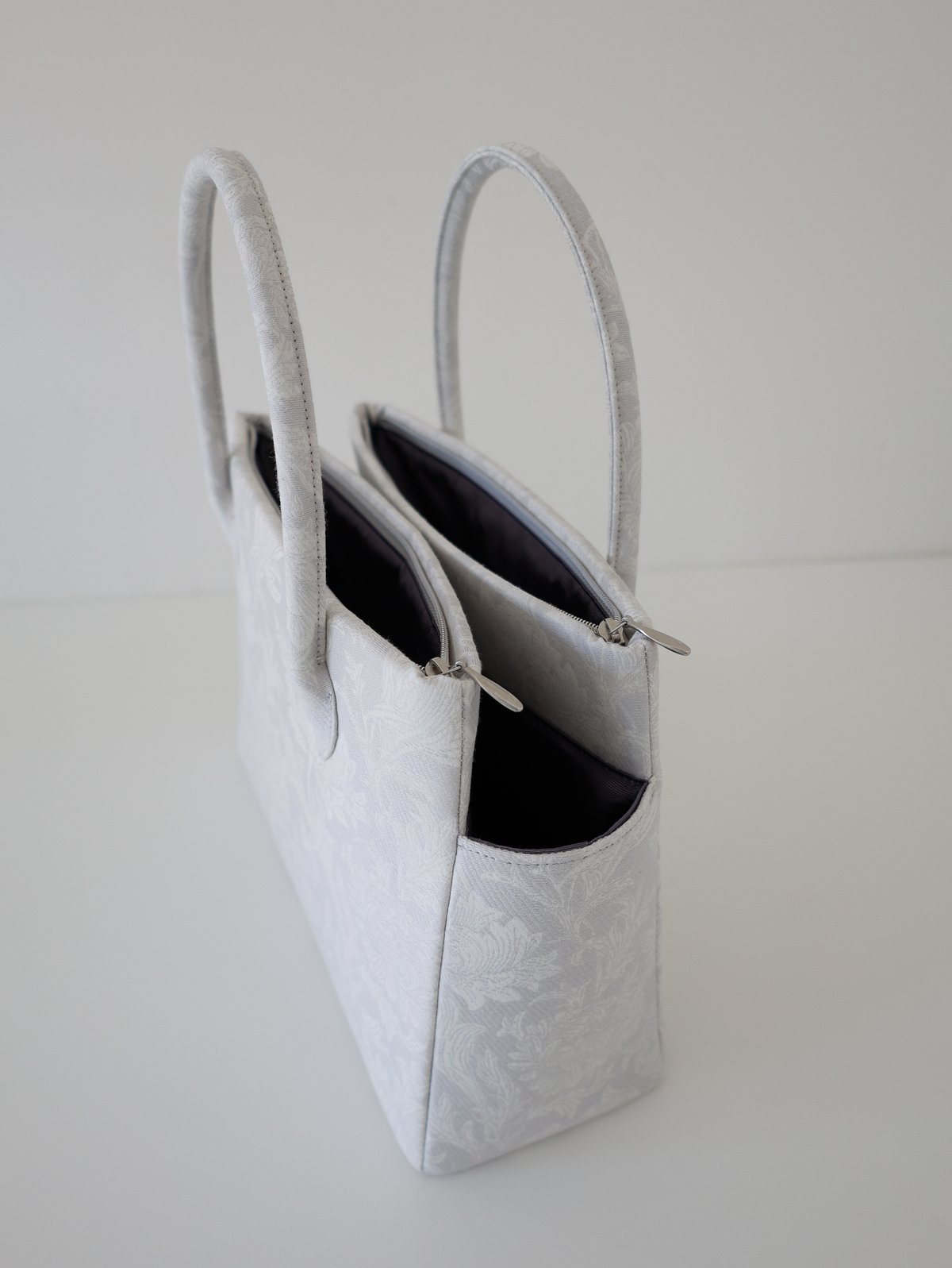 和装トート / light gray floral / W_1127 | Day After Day