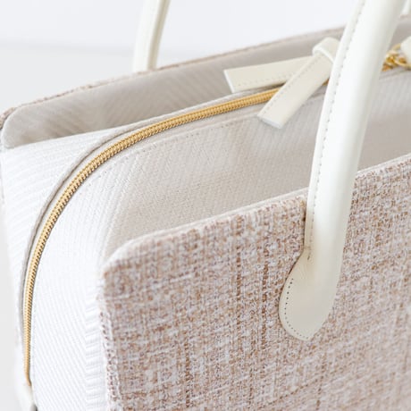 利休バッグ /beige ×white / R_1096