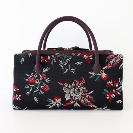 利休バッグ / Black Bistre Floral / R_1086