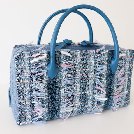 利休バッグ / Blue Fancy Tweed/ R_1119