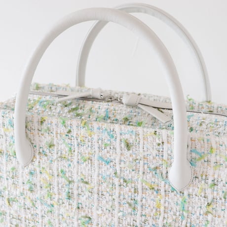 利休バッグ / White Green tweed / R_1061