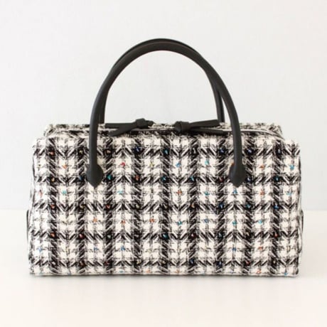 利休バッグ R_1015 / black  white check  sequins