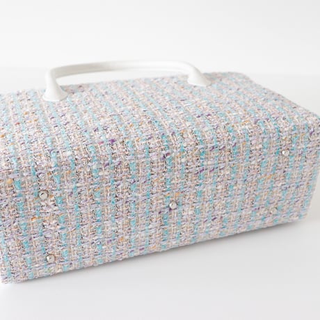 利休バッグ  /  mint & lavender tweed /R_1059