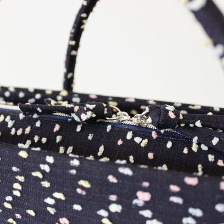 利休バッグ R_1020 / Navy fancy tweed