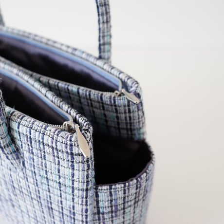 和装トート /Blue fancy tweed/ W_1123