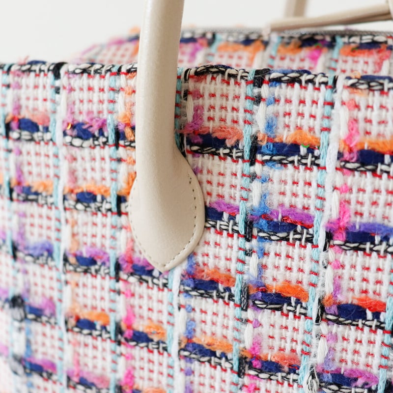 利休バッグ /pink & blue fancy tweed/ R_1092 | Day Af