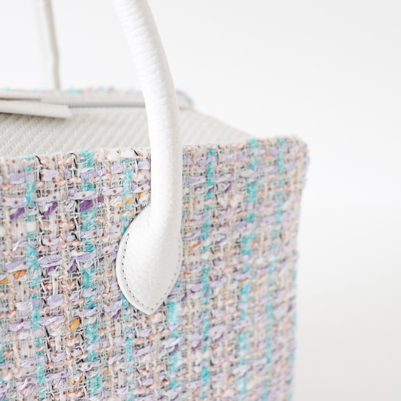 ツイード　利休バッグ　ハンドメイド　オリジナル　着物バッグ　新品未使用 利休バッグ 和装バッグ ツイード ハンドバッグ 着物：つゆくさ