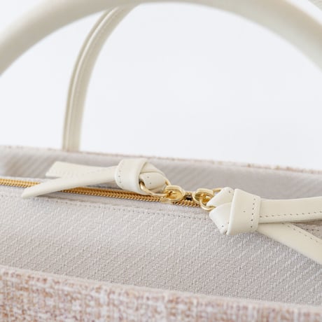 利休バッグ /beige ×white / R_1096