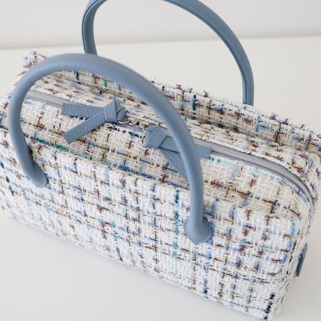 利休バッグ  /blue fancytweed/ R_1155