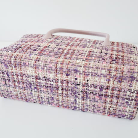 利休バッグ/pink fancy tweed/ R_1157