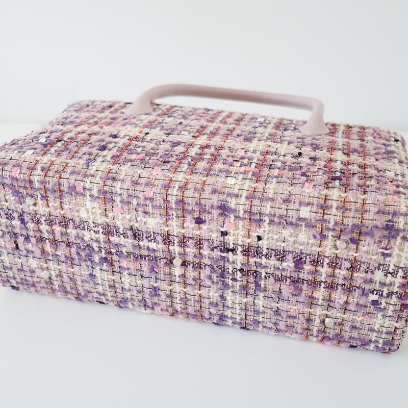 【セール✨】利休バッグ　和装バッグ　アイボリー　チェック柄　底鋲　総柄　春夏秋 セール✨】利休バッグ 和装バッグ アイボリー チェック柄 底鋲 総柄 春夏秋