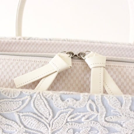 利休バッグ R_1037 / light blue & lace