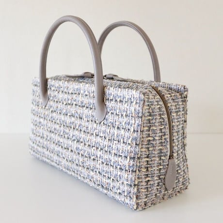 利休バッグ R_1043 / grey × cream fancy tweed