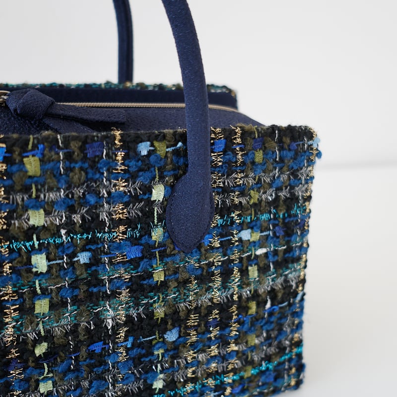 DAY AFTER DAY フリンジ付き青系ツイード利休バッグ 利休バッグ/blue navy fancytweed / R_1161 | Day After