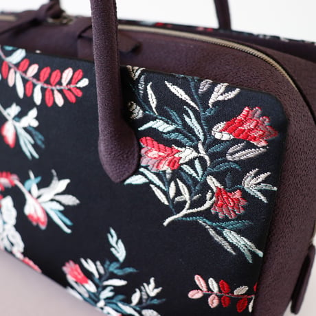 利休バッグ / Black Bistre Floral / R_1086