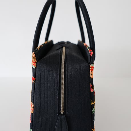 利休バッグ  /black floral/ R_1146