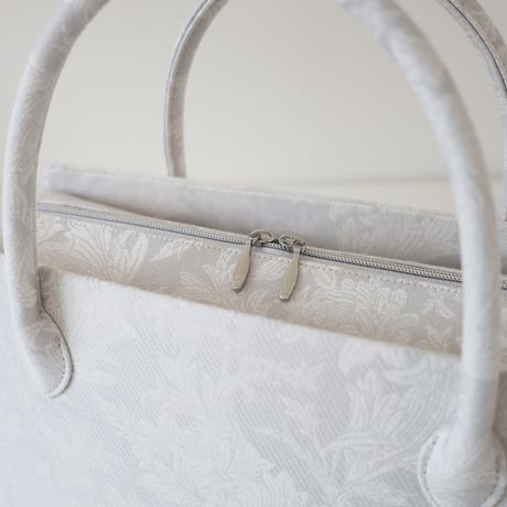 利休バッグ/light gray froral / R_1164