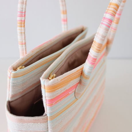 和装トートバッグ W_1032 / Pink Stripes