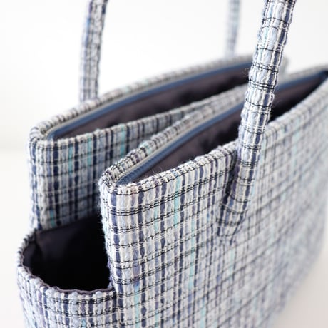 和装トート /Blue fancy tweed/ W_1123