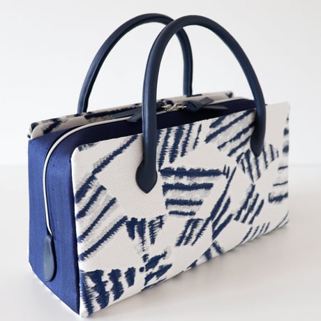 利休バッグ  / White Navy Abstract / R_1055