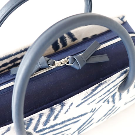 利休バッグ  / White Navy Abstract / R_1055