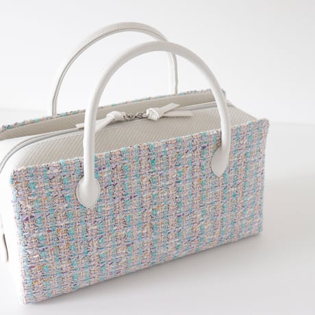 利休バッグ  /  mint & lavender tweed /R_1059