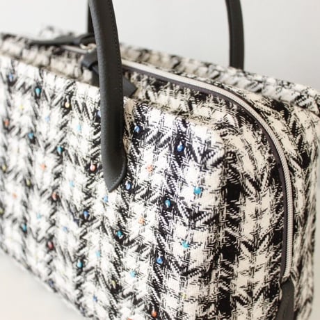 利休バッグ R_1015 / black  white check  sequins