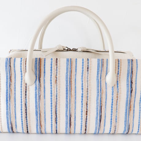 利休バッグ / Beige Blue Stripe / R_1064