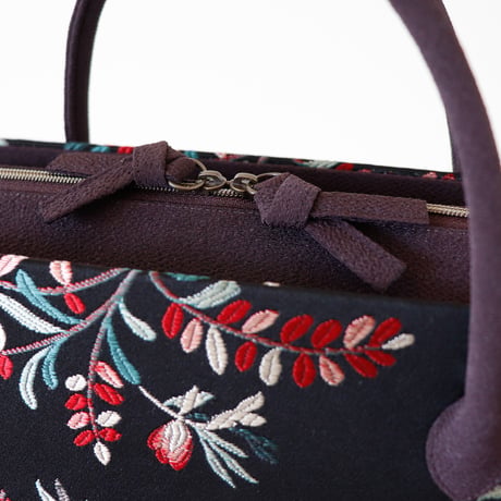 利休バッグ / Black Bistre Floral / R_1086