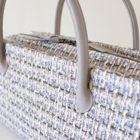 利休バッグ R_1043 / grey × cream fancy tweed