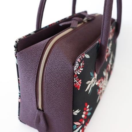 利休バッグ / Black Bistre Floral / R_1086