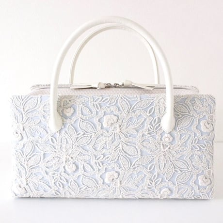 利休バッグ R_1037 / light blue & lace