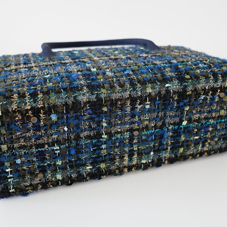 利休バッグ/blue navy fancytweed / R_1161