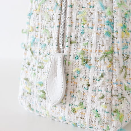 利休バッグ / White Green tweed / R_1061