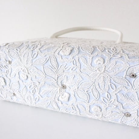 利休バッグ R_1037 / light blue & lace