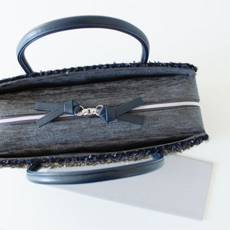 利休バッグ R_1026 / Black×Navy fancy tweed