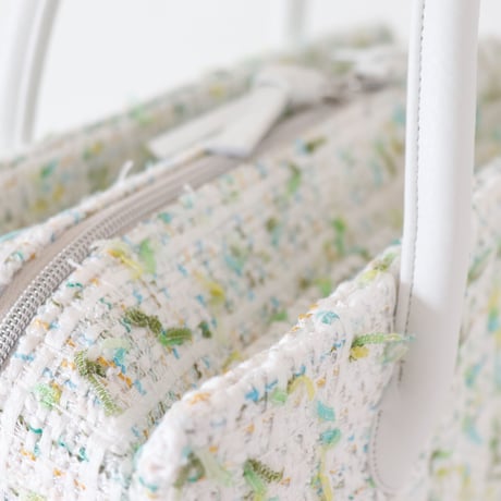 利休バッグ / White Green tweed / R_1061