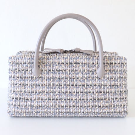 利休バッグ R_1043 / grey × cream fancy tweed