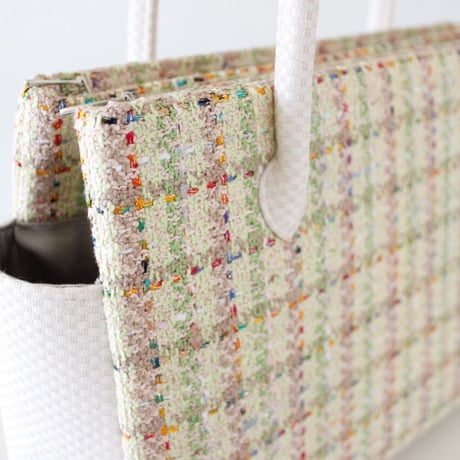 和装トートバッグ W_1034 /  Green Fancy Tweed