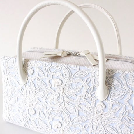 利休バッグ R_1037 / light blue & lace