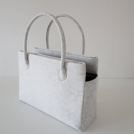 和装トート / light gray floral / W_1127