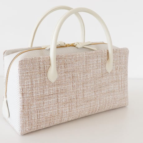 利休バッグ /beige ×white / R_1096