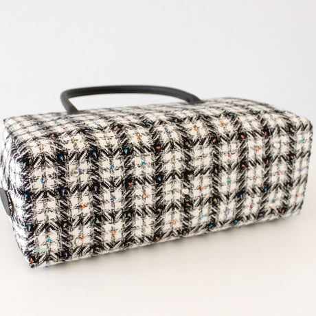 利休バッグ R_1015 / black  white check  sequins