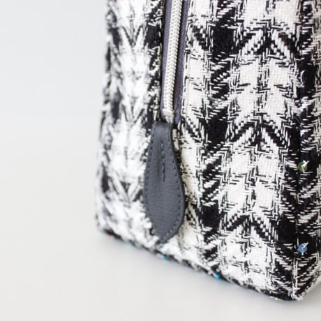 利休バッグ R_1015 / black  white check  sequins