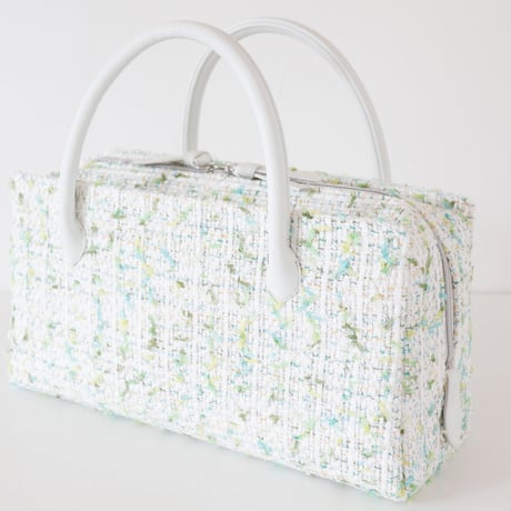 利休バッグ / White Green tweed / R_1061